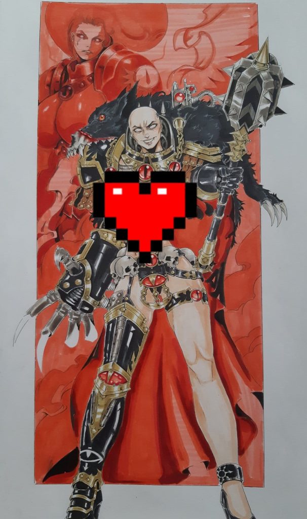 Seductive Chaos Warmaster As a Sexy Woman Warhammer 40k Art