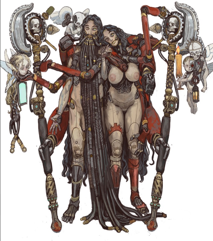 Nude Tech-Priestess Warhammer 40k Art