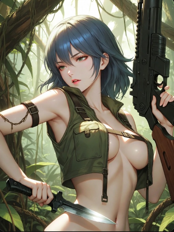 Sexy Blue-haired Catachan Imperial Guard Girl