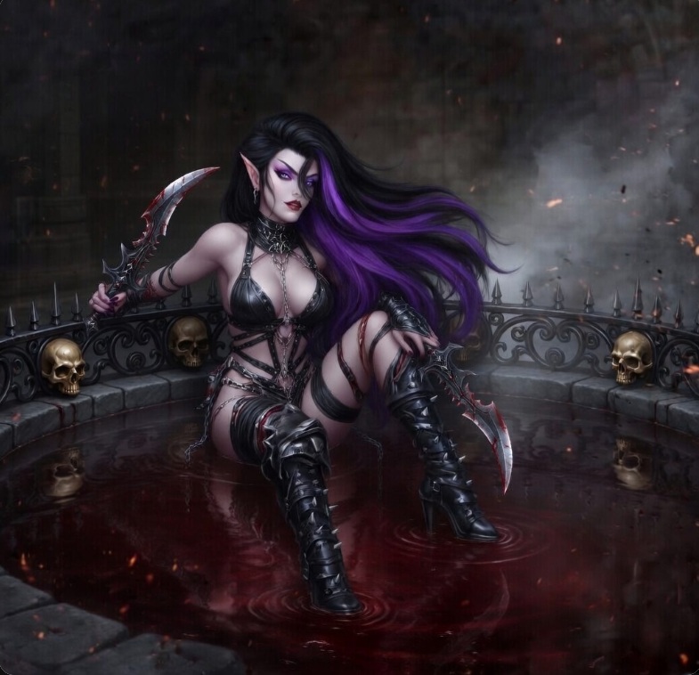 Sexy Drukhari in Pool Warhammer 40k Art