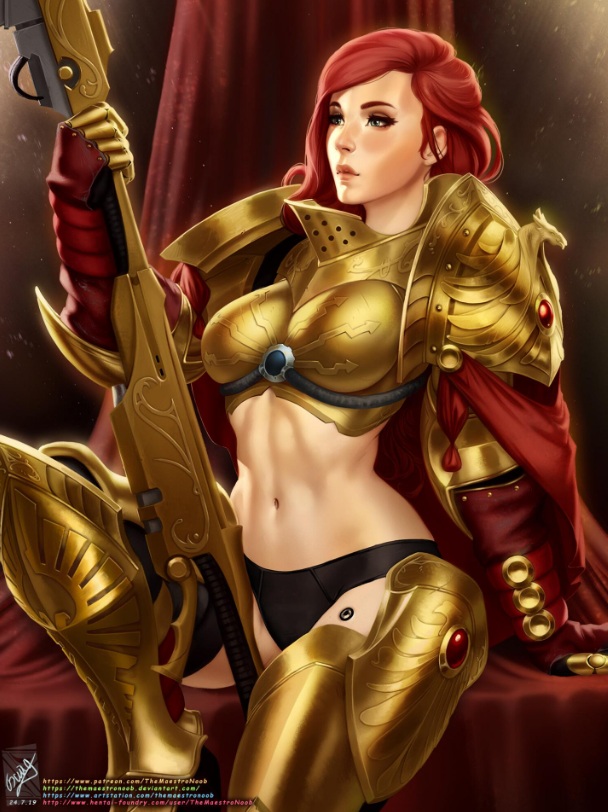Sexy Custodes Girl Warhammer 40k Art