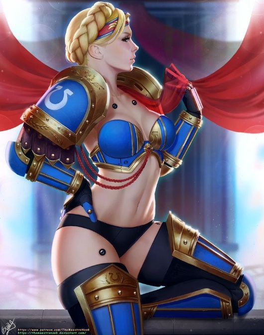 Seductive Blonde Ultramarine Girl Warhammer 40k Art
