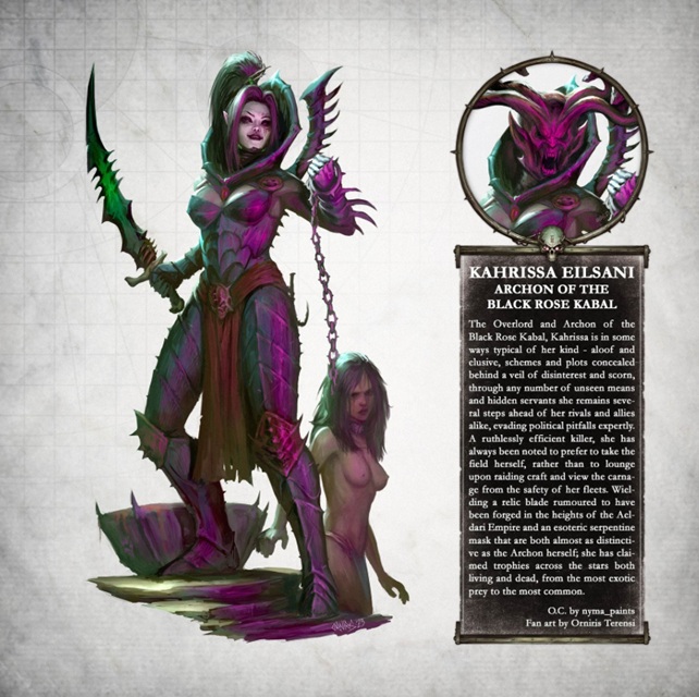 Sexy Kahrissa Eilsani, Archon of the Black Rose Kabal, OC, Warhammer 40k Art